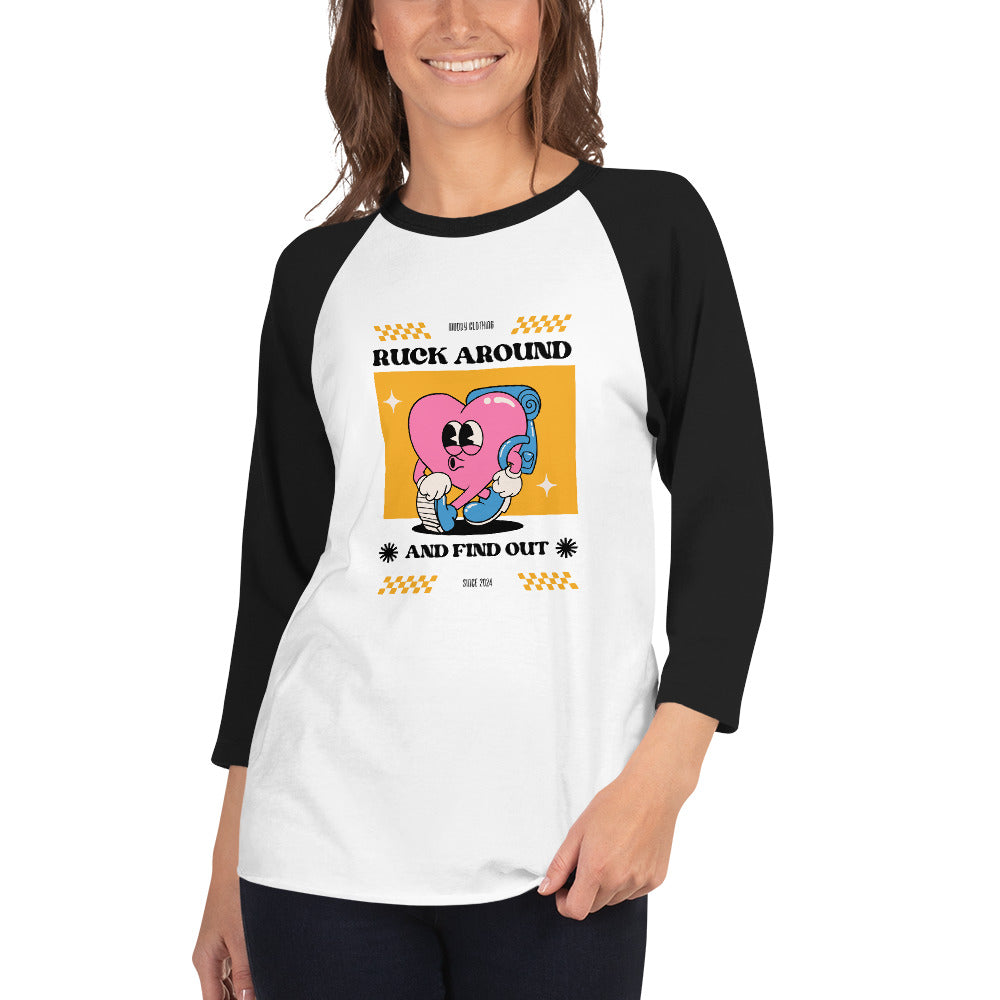 #RuckAroundAndFindOut Womens 3/4 Sleeve Raglan Tee