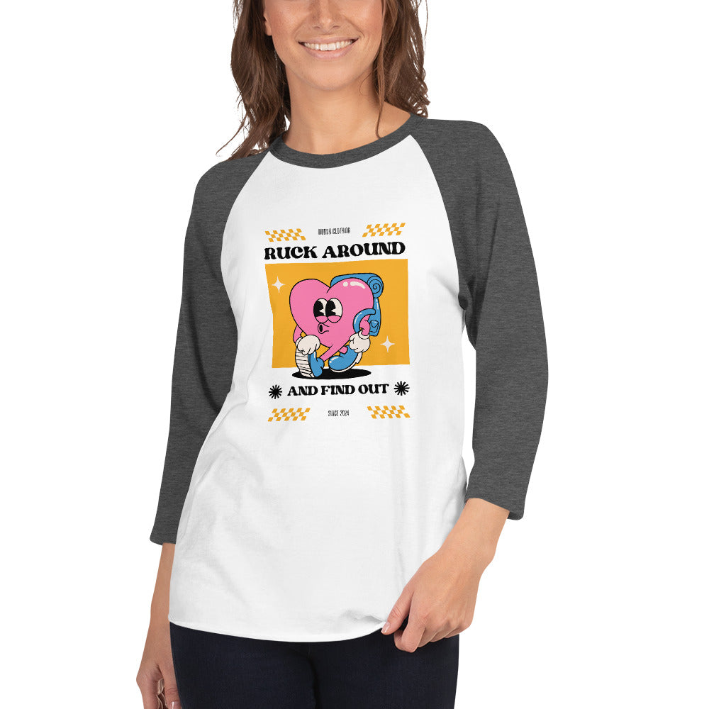 #RuckAroundAndFindOut Womens 3/4 Sleeve Raglan Tee